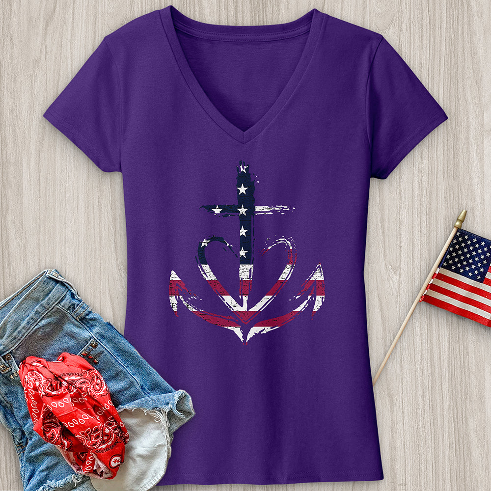 Flag Heart V-Neck Tee