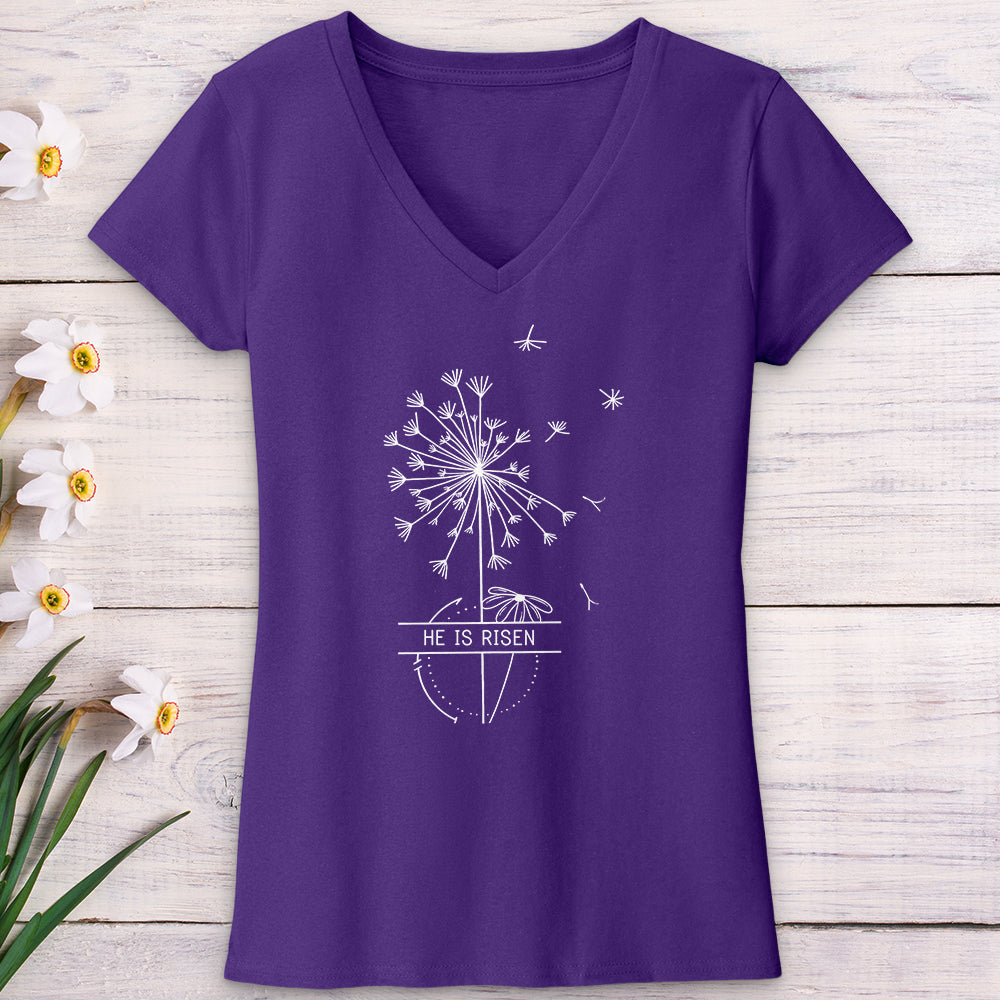 He Is Risen Dandelion V-Neck Tee