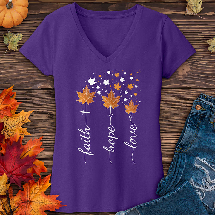 Faith Hope Love Autumn V-Neck Tee