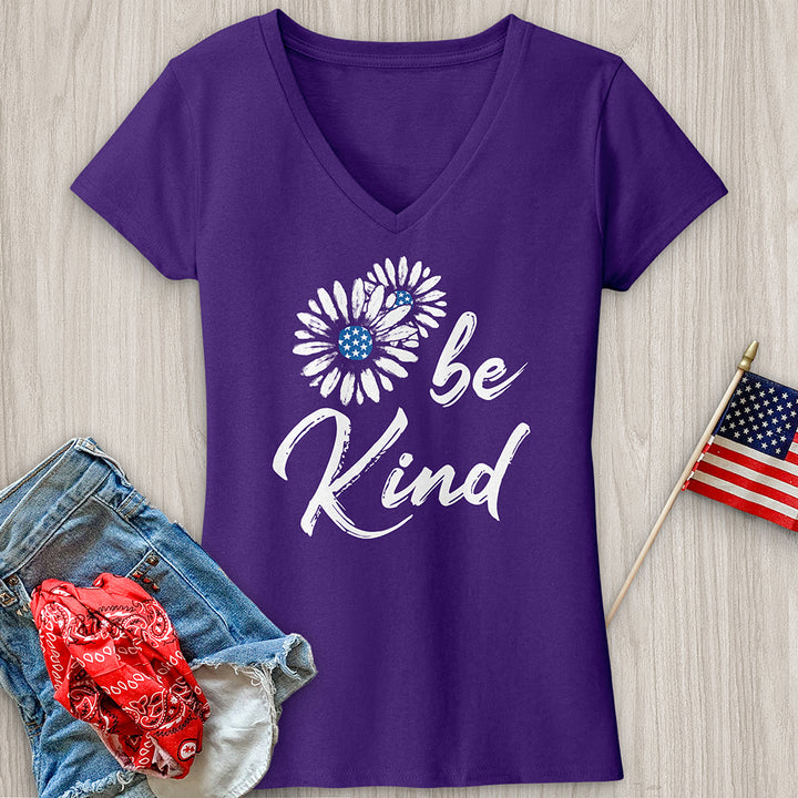 Be Kind Patriotic V-Neck Tee