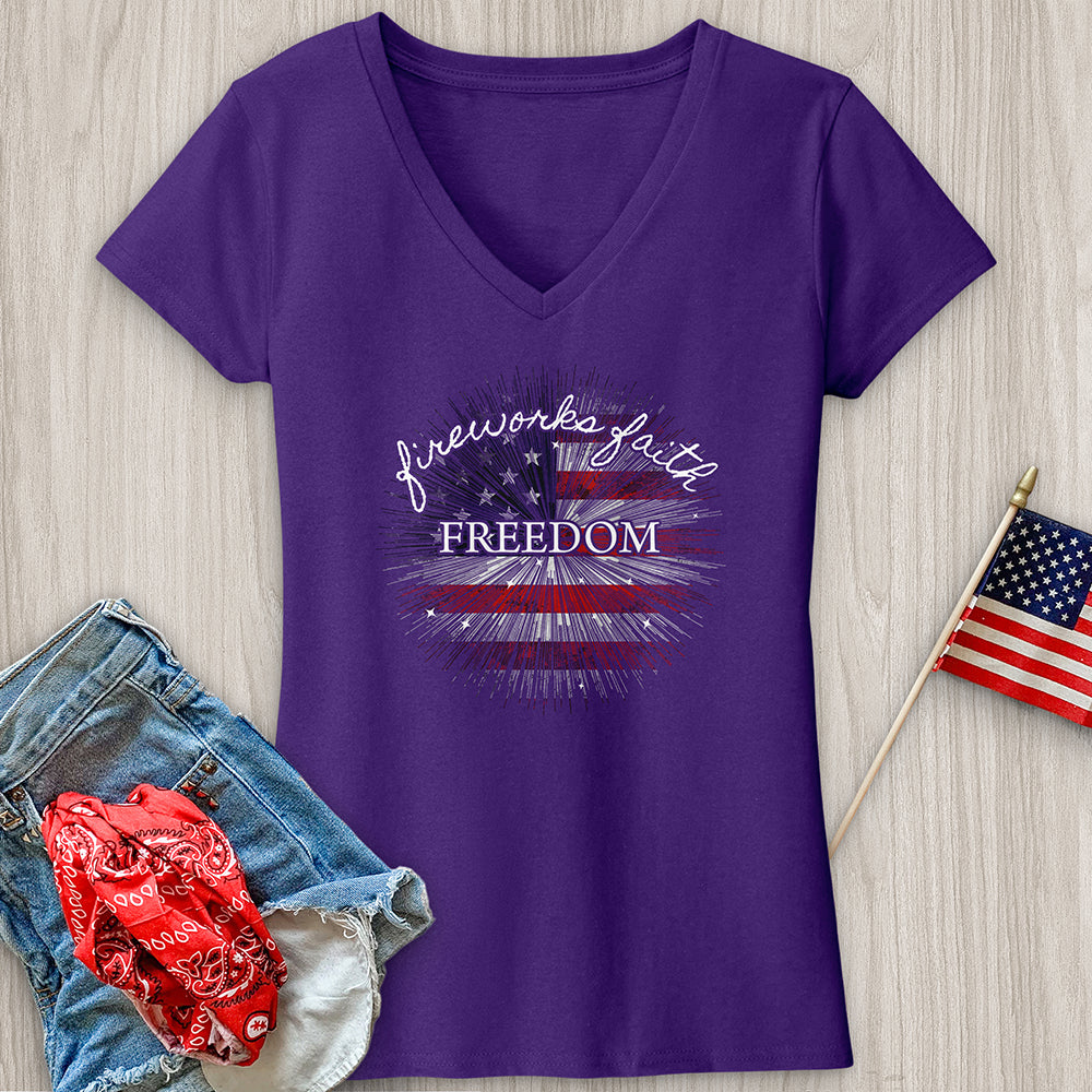 Fireworks Faith & Freedom V1 V-Neck Tee