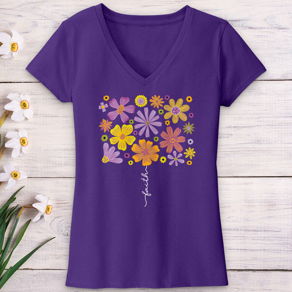 Faith Flower Set V-Neck Tee