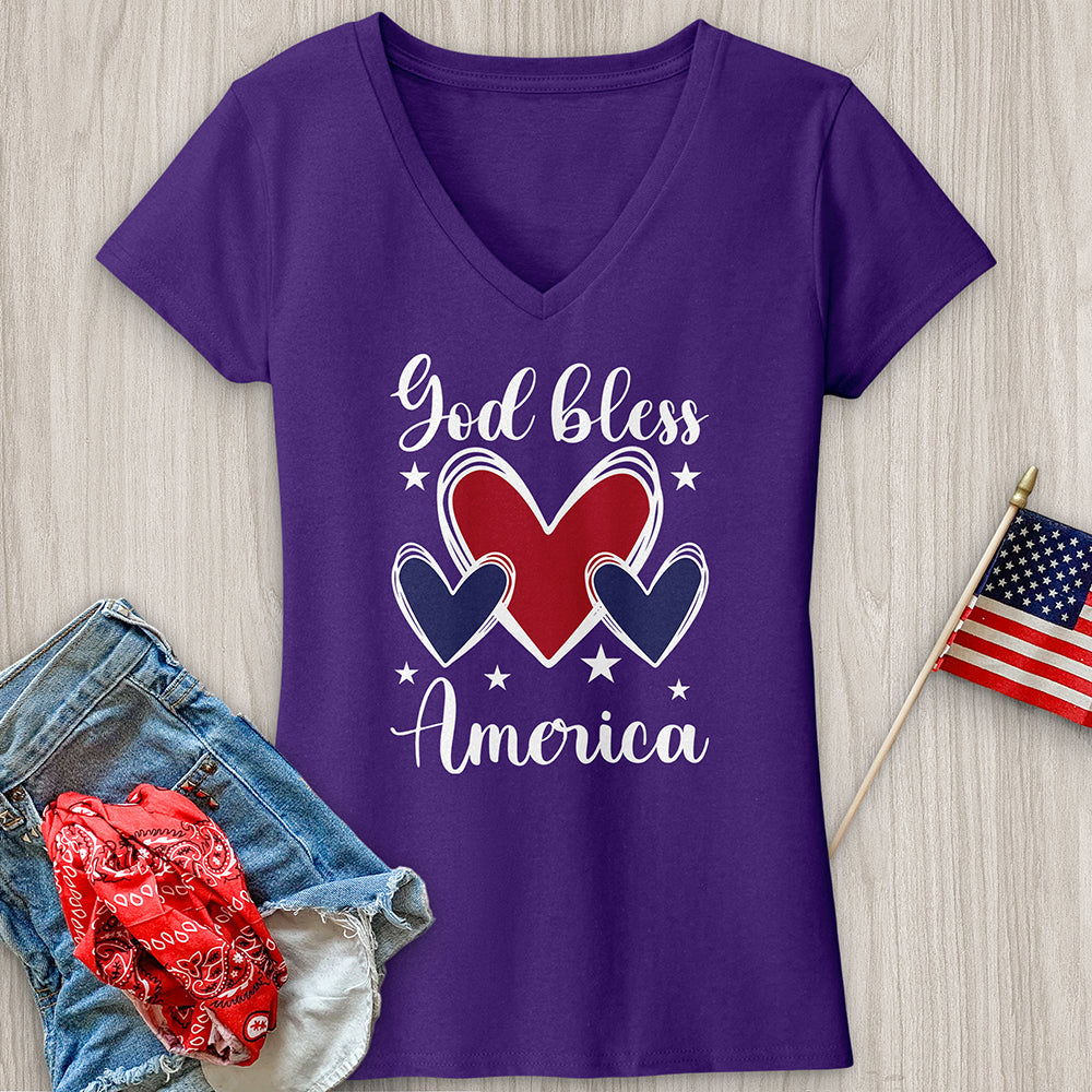 God Bless Hearts V-Neck Tee