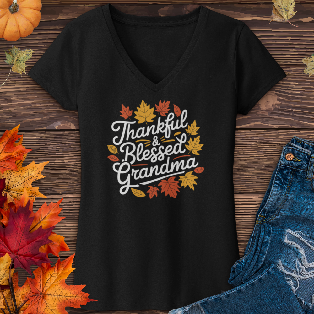 Thankful & Blessed Grandma V-Neck Tee