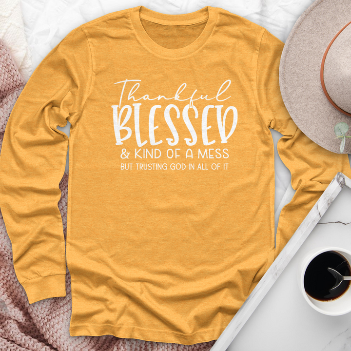 Thankful Blessed & Kind of a Mess Long Sleeve Tee