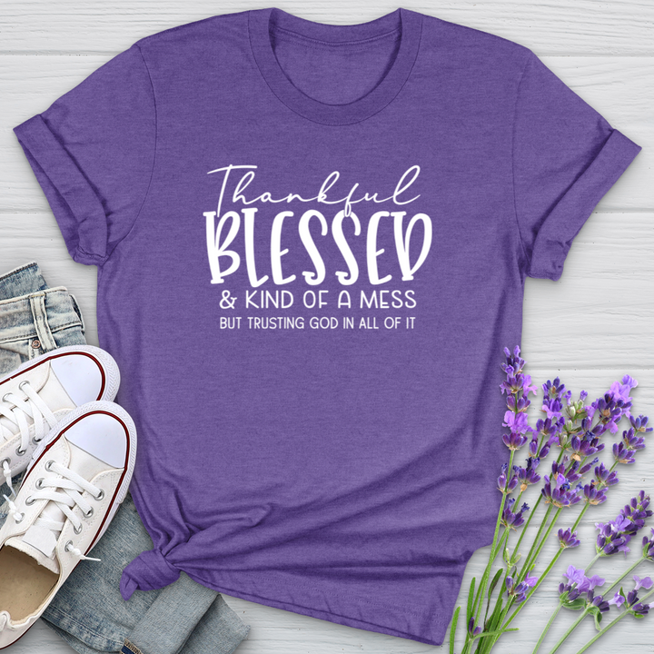 Thankful Blessed & Kind of a Mess Softstyle Tee