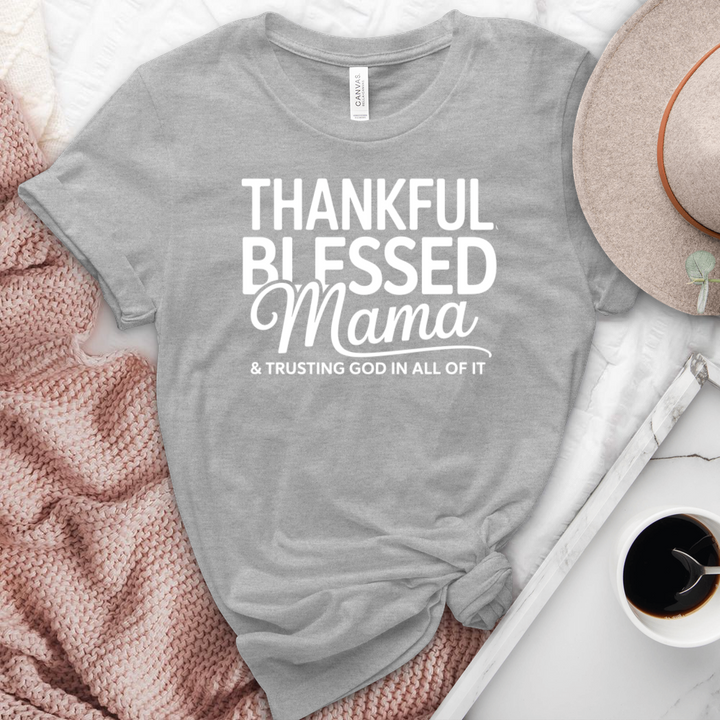 Thankful Blessed Mama Heathered  Tee