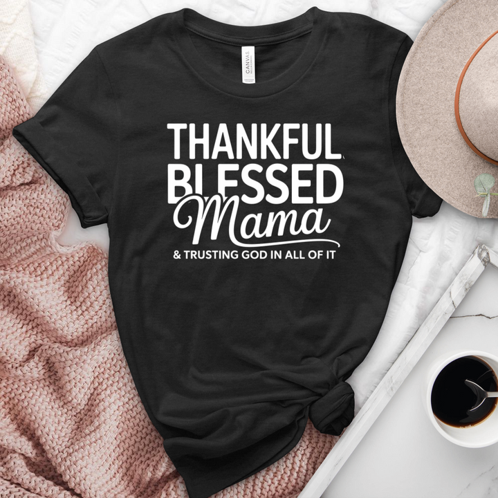 Thankful Blessed Mama Heathered  Tee
