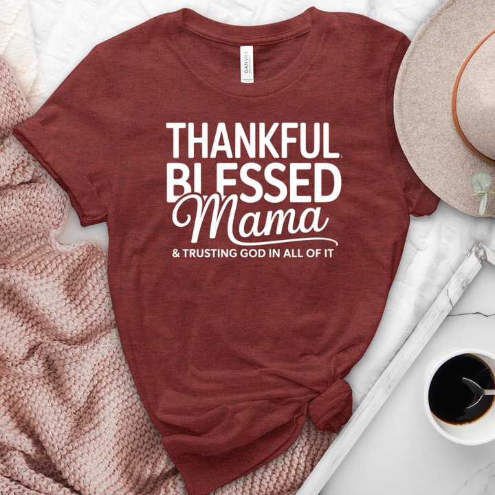 Thankful Blessed Mama Heathered  Tee