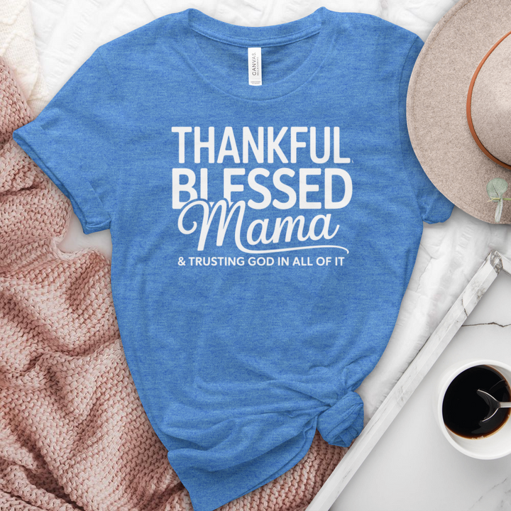 Thankful Blessed Mama Heathered  Tee