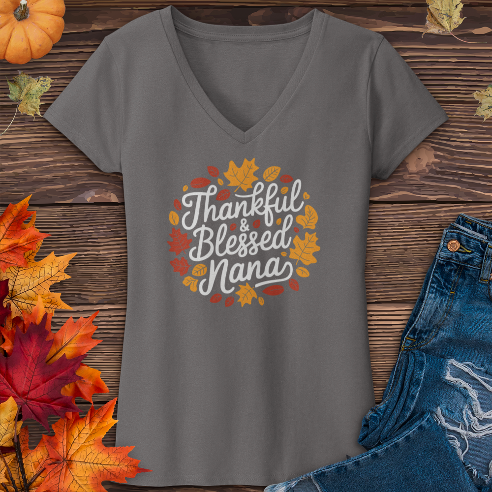 Thankful & Blessed Nana V-Neck Tee