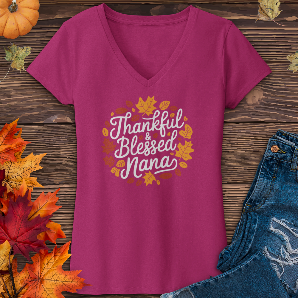 Thankful & Blessed Nana V-Neck Tee