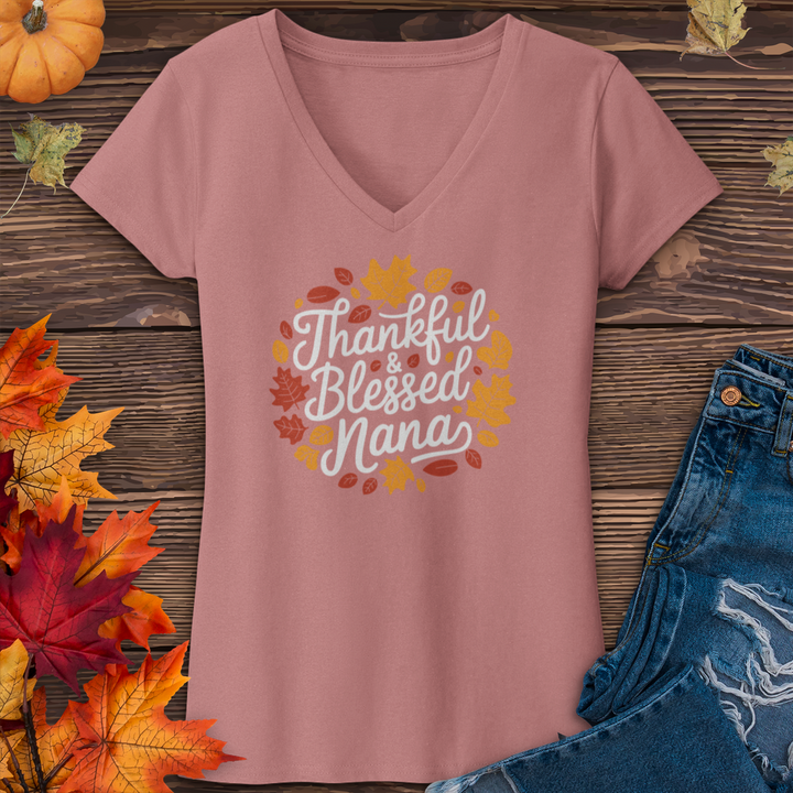 Thankful & Blessed Nana V-Neck Tee