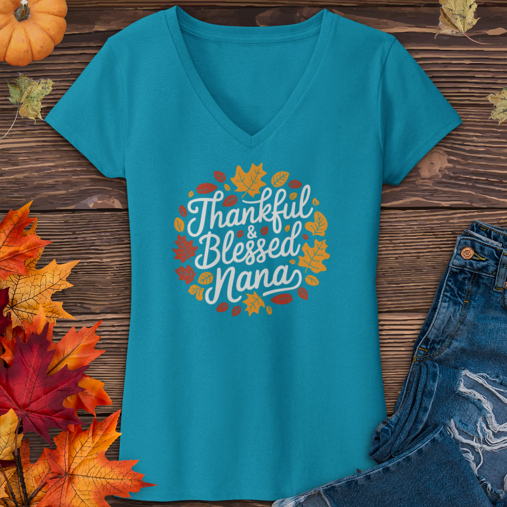 Thankful & Blessed Nana V-Neck Tee