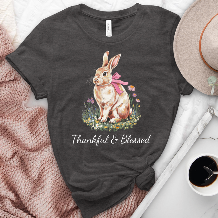 Thankful & Blessed Rabbit Heathered Tee