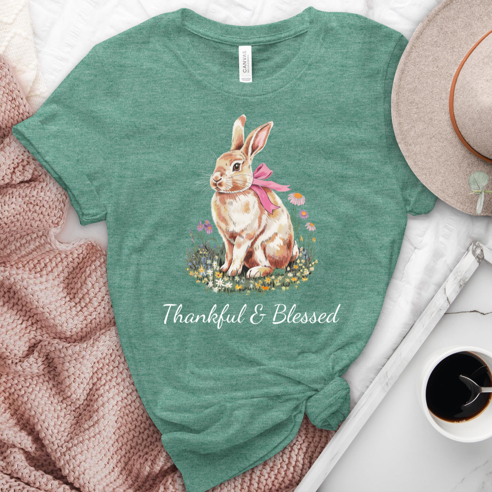 Thankful & Blessed Rabbit Heathered Tee