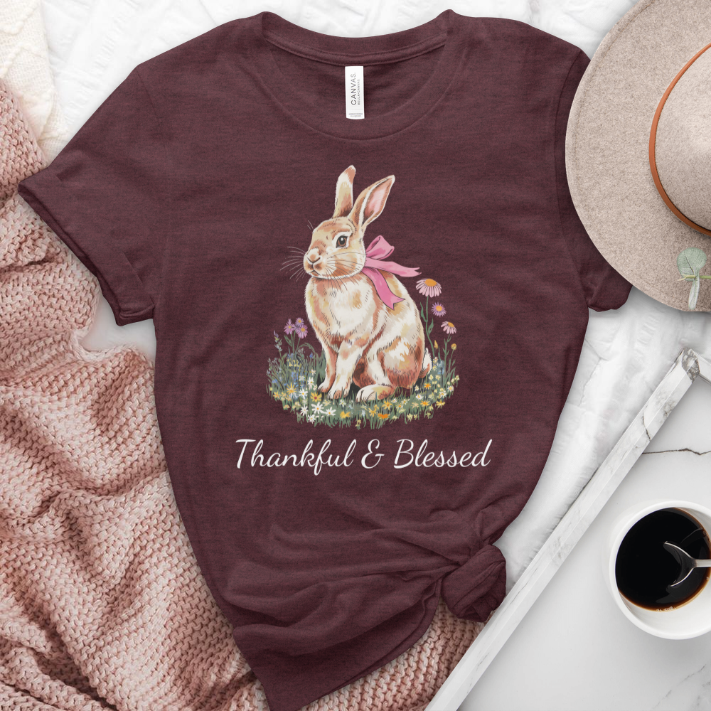 Thankful & Blessed Rabbit Heathered Tee