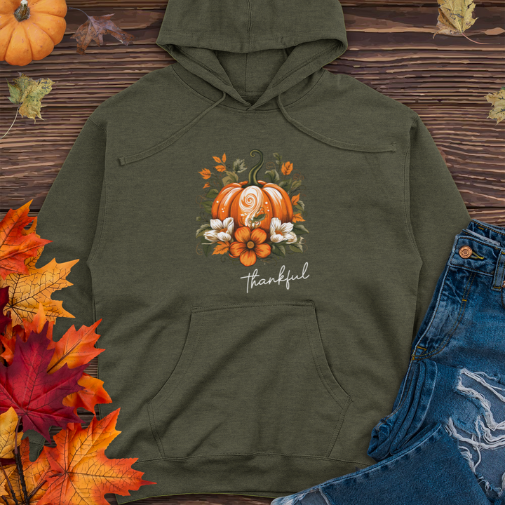 Thankful Foliage Pumpkin Midweight Hooded Sweatshirt