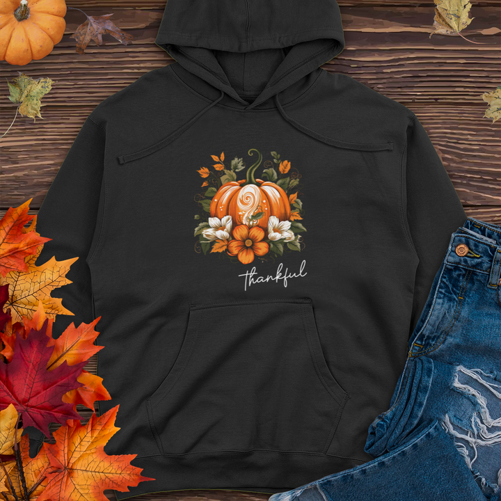 Thankful Foliage Pumpkin Midweight Hooded Sweatshirt