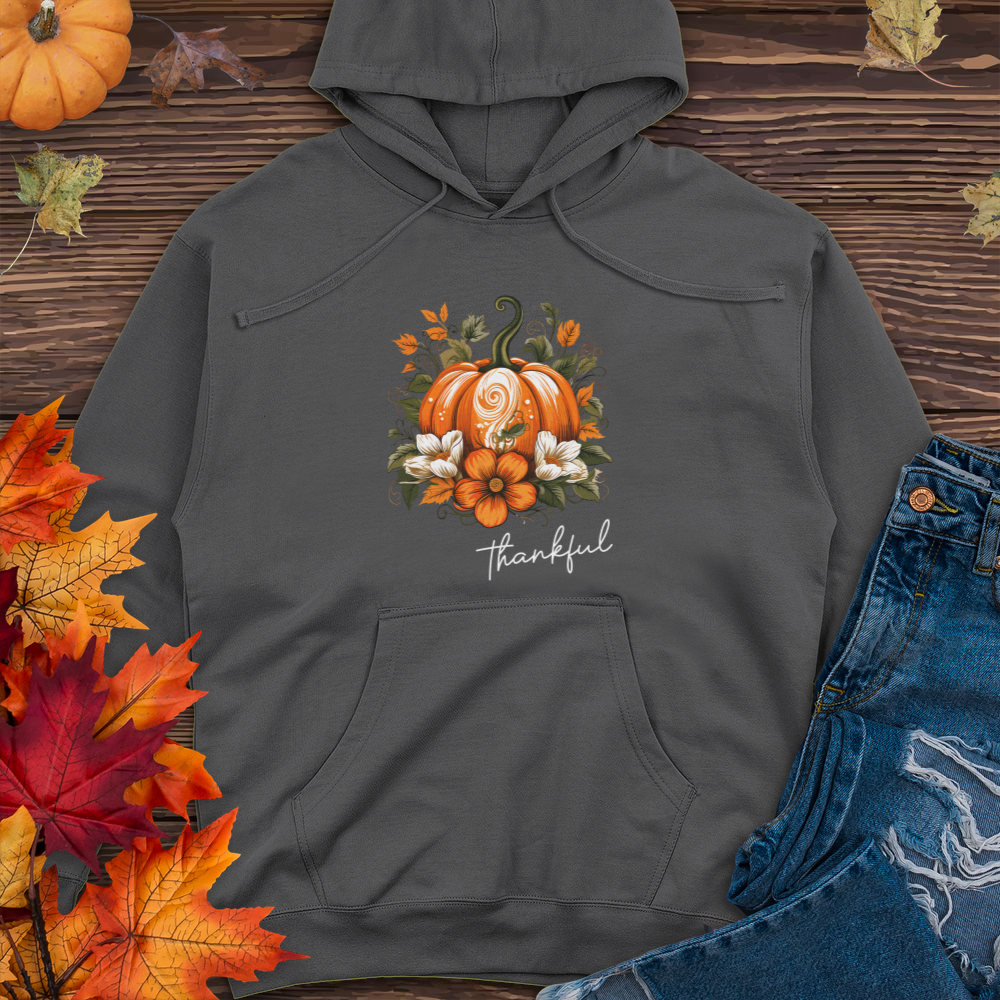 Thankful Foliage Pumpkin Midweight Hooded Sweatshirt