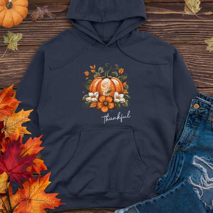 Thankful Foliage Pumpkin Midweight Hooded Sweatshirt