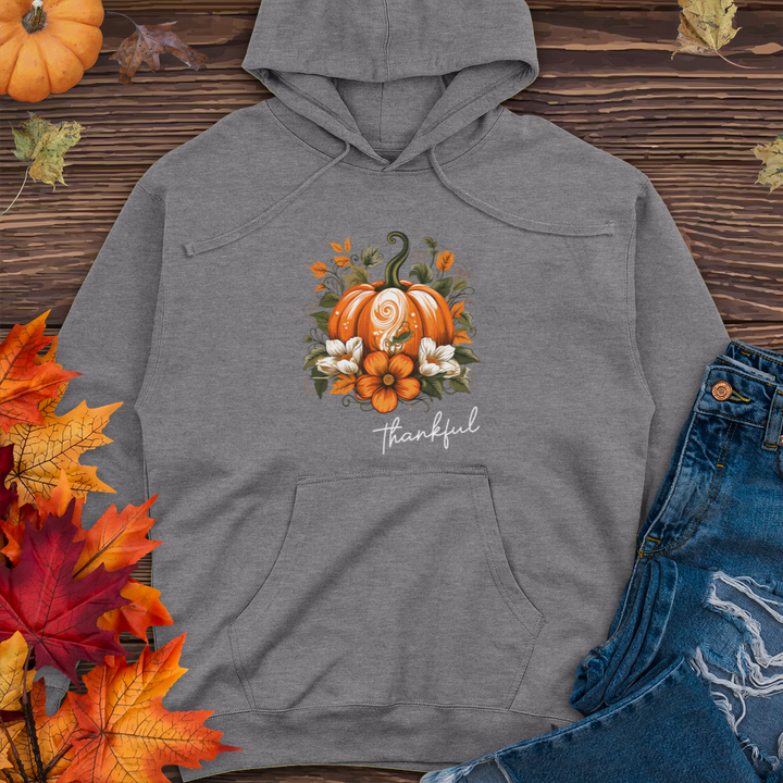 Thankful Foliage Pumpkin Midweight Hooded Sweatshirt