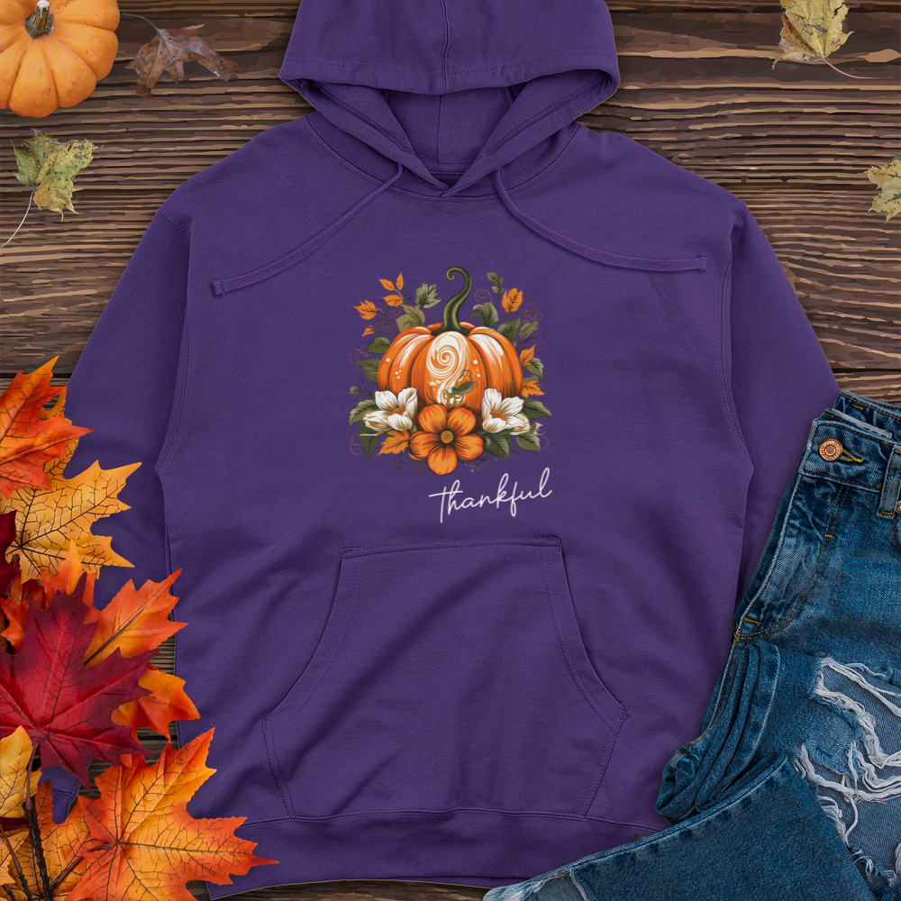 Thankful Foliage Pumpkin Midweight Hooded Sweatshirt