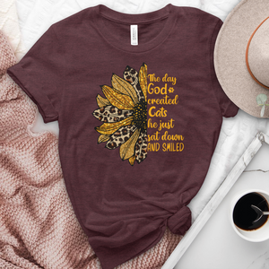 The Day God Created Cats Sunflower Heathered Tee