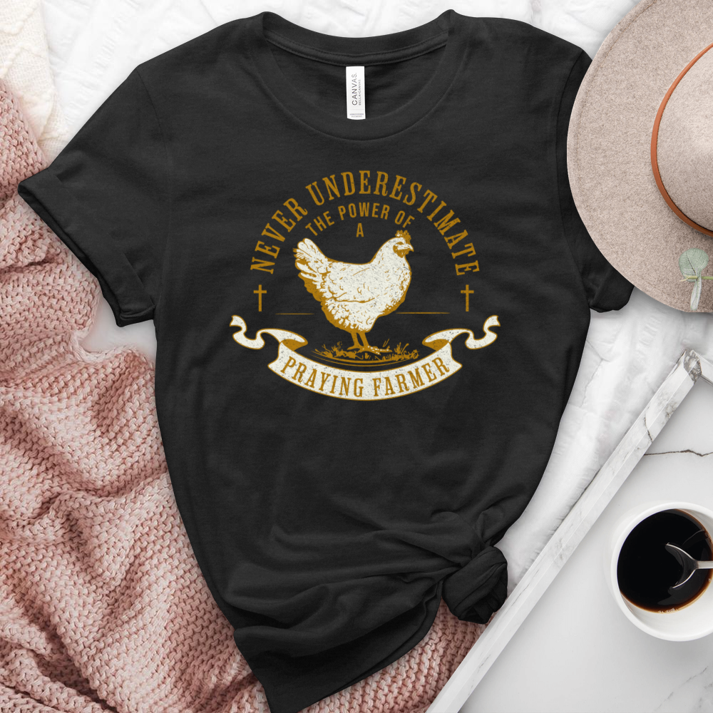 The Power Of A Praying Farmer Heathered Tee