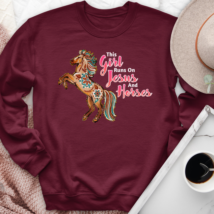 This Girl Runs On Jesus & Horses Crewneck