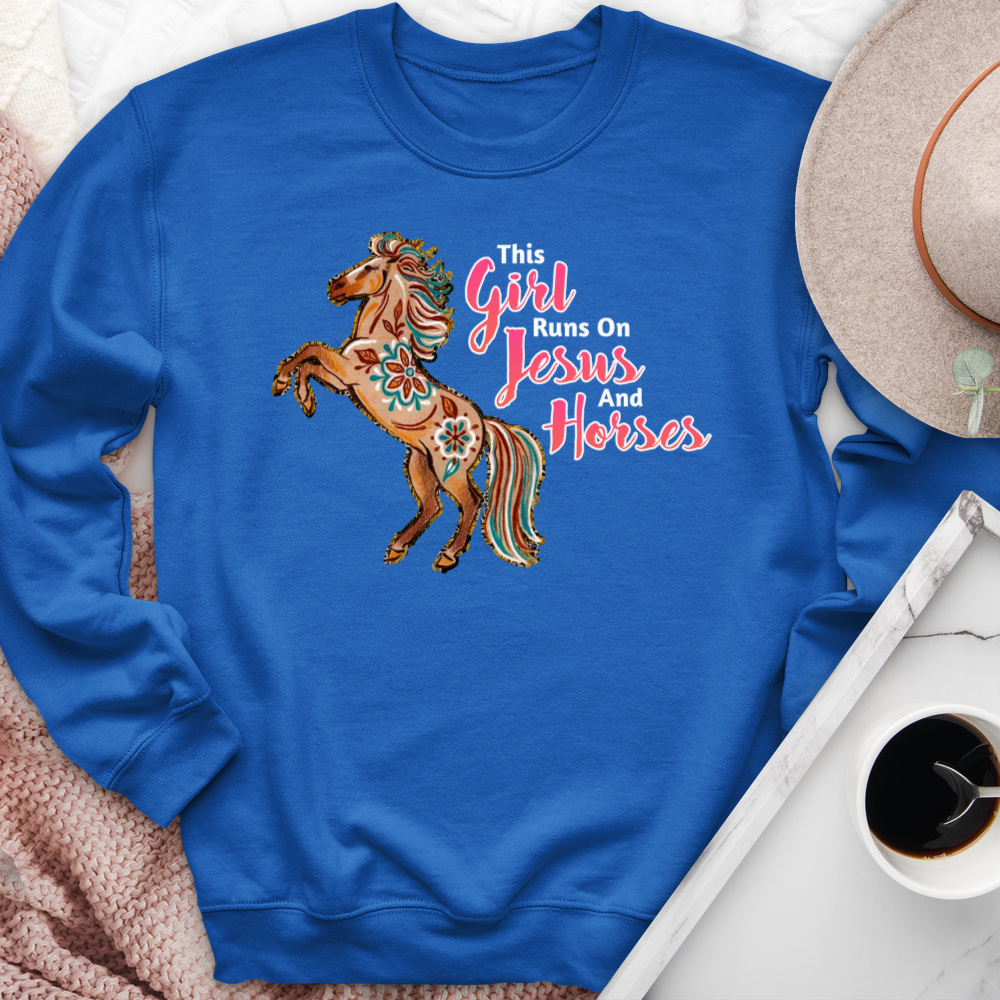 This Girl Runs On Jesus & Horses Crewneck