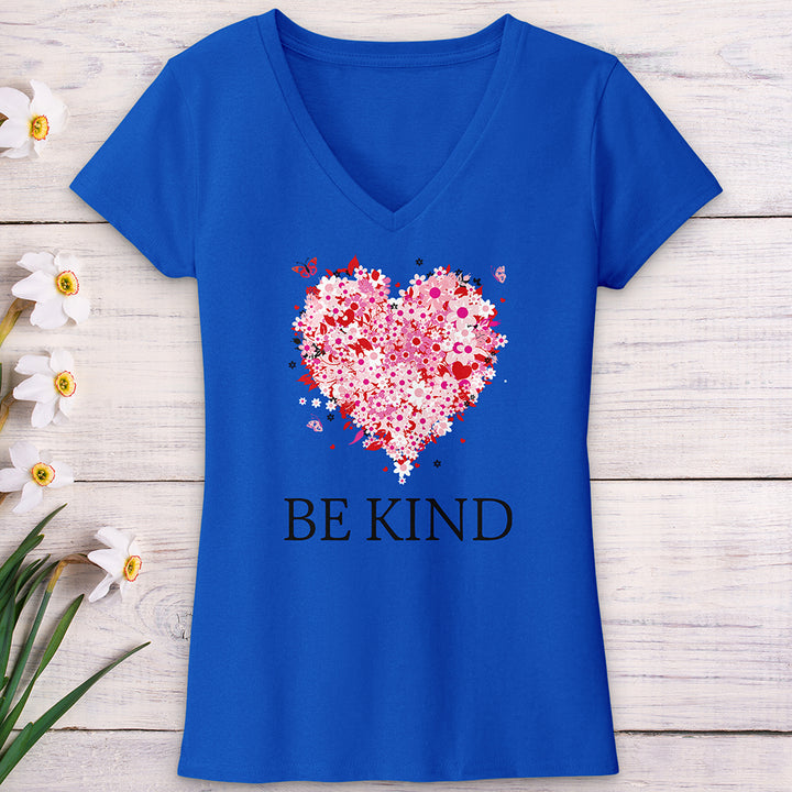 Be Kind Floral Heart V-Neck Tee