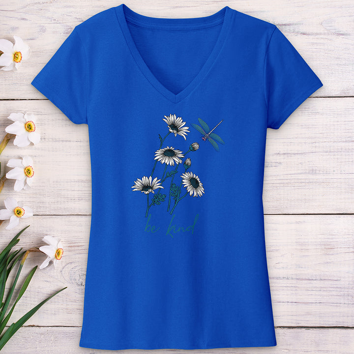 Be Kind daisy Flower V-Neck Tee