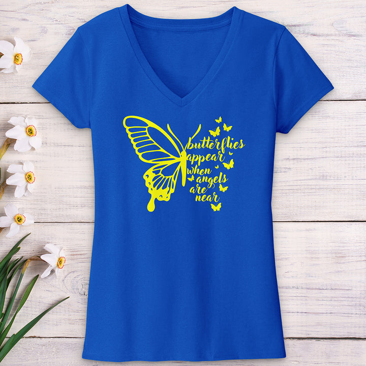 Butterflies Appear Yellow V-Neck Tee