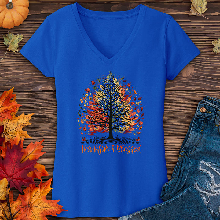 Thankful Blessed Woodland Journey V-Neck Tee