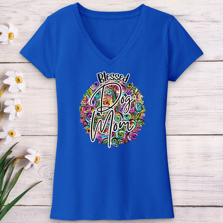 Blessed Dog Mom V-Neck Tee