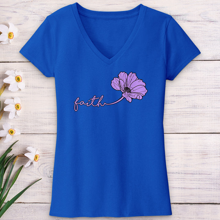 Faith Purple Flower V-Neck Tee