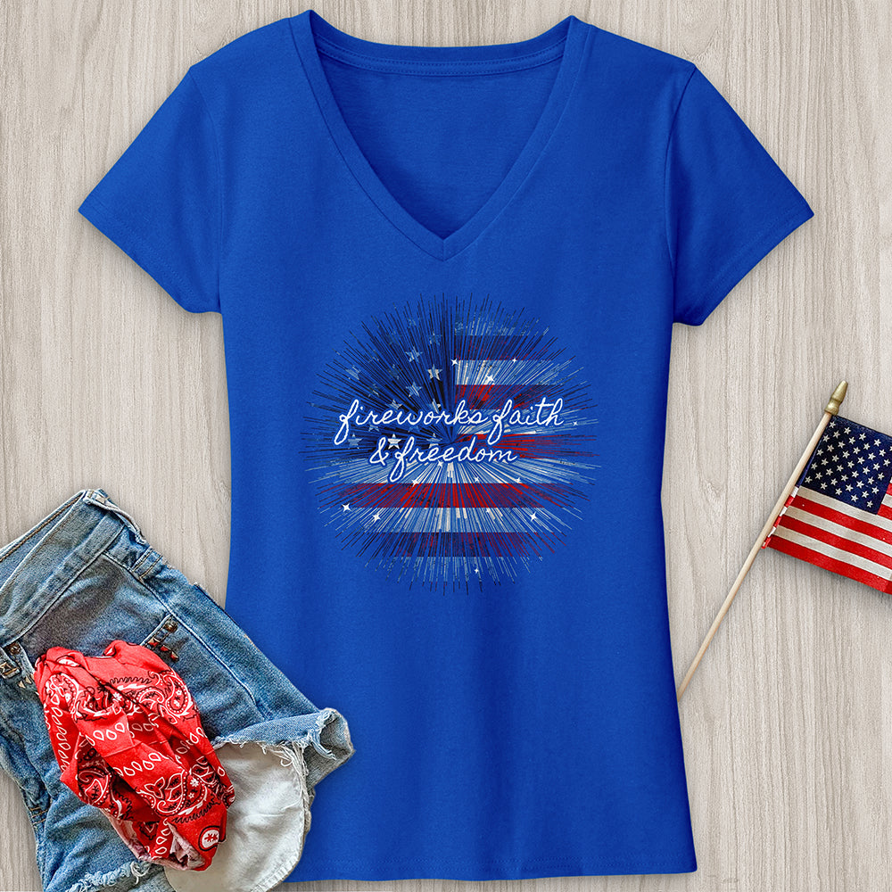 Fireworks Faith & Freedom V2 V-Neck Tee