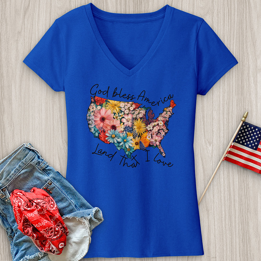 Land That I Love Flower V-Neck Tee