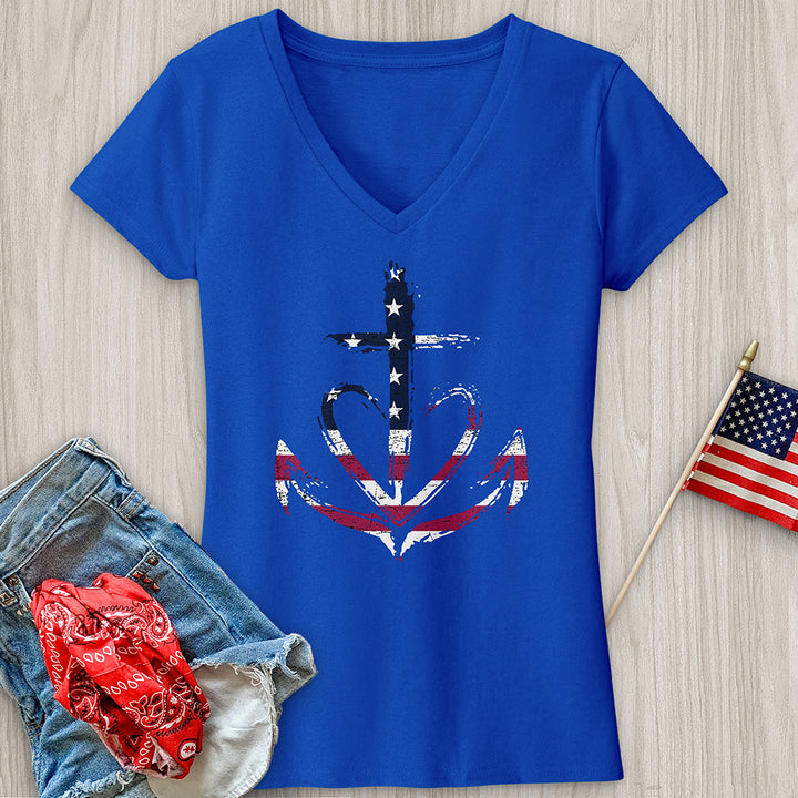 Flag Heart V-Neck Tee