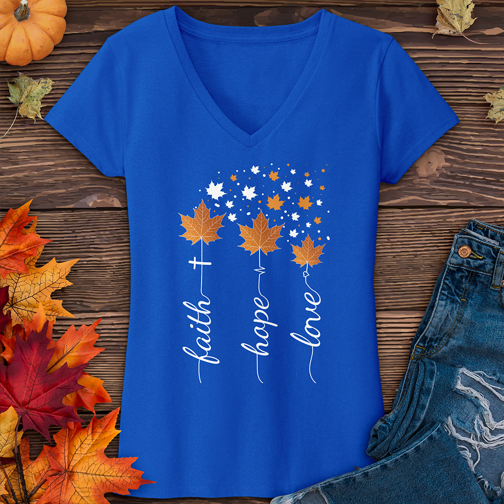 Faith Hope Love Autumn V-Neck Tee