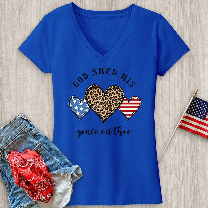 American Flag Heart V-Neck Tee