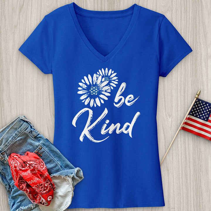 Be Kind Patriotic V-Neck Tee