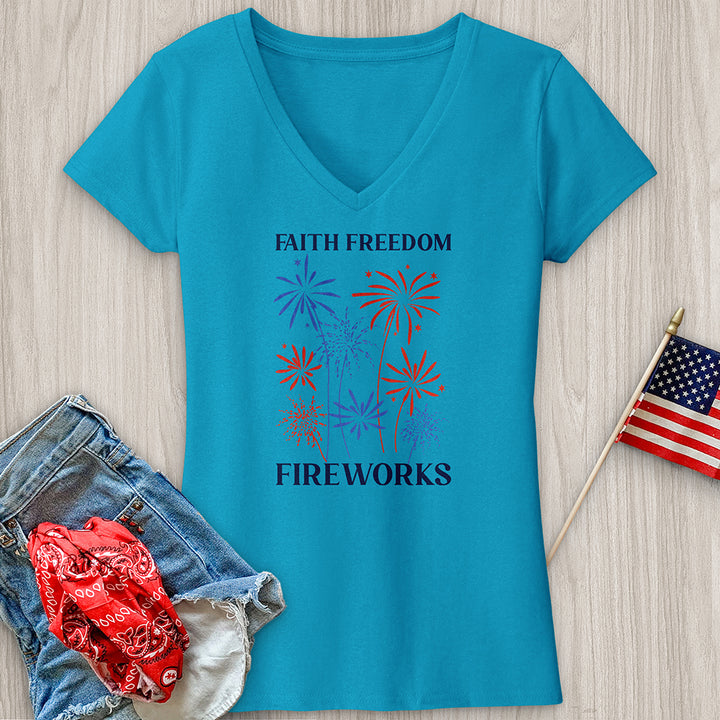 Faith & Fireworks Garden V-Neck Tee