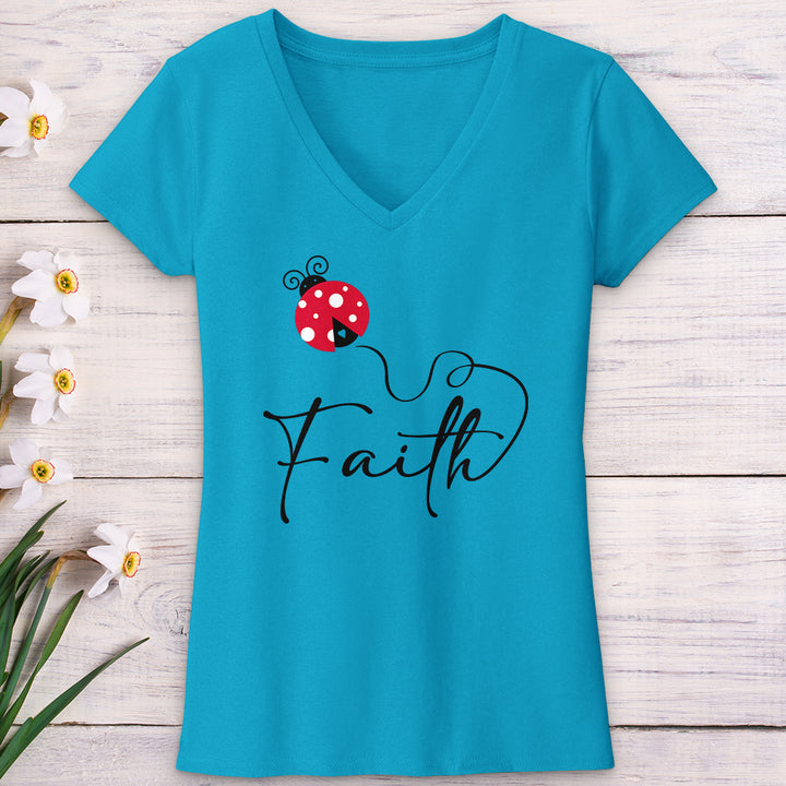 Faith Ladybug V-Neck Tee