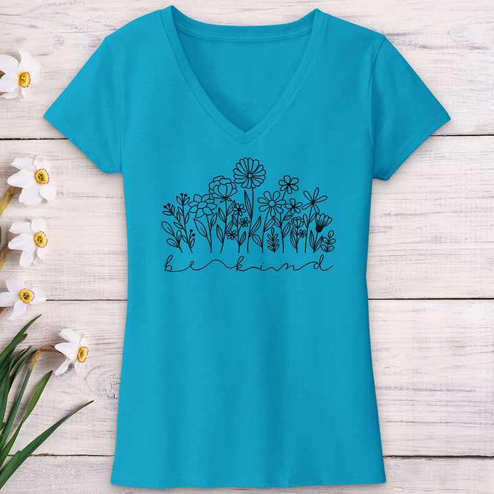 Be Kind Garden Black V-Neck Tee