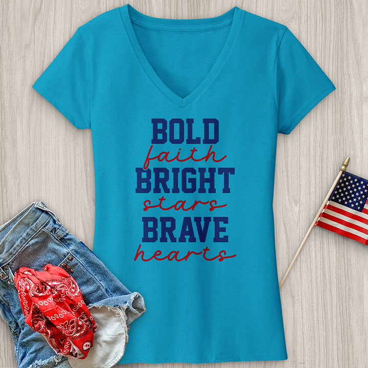 Bold Faith Bright Stars V-Neck Tee