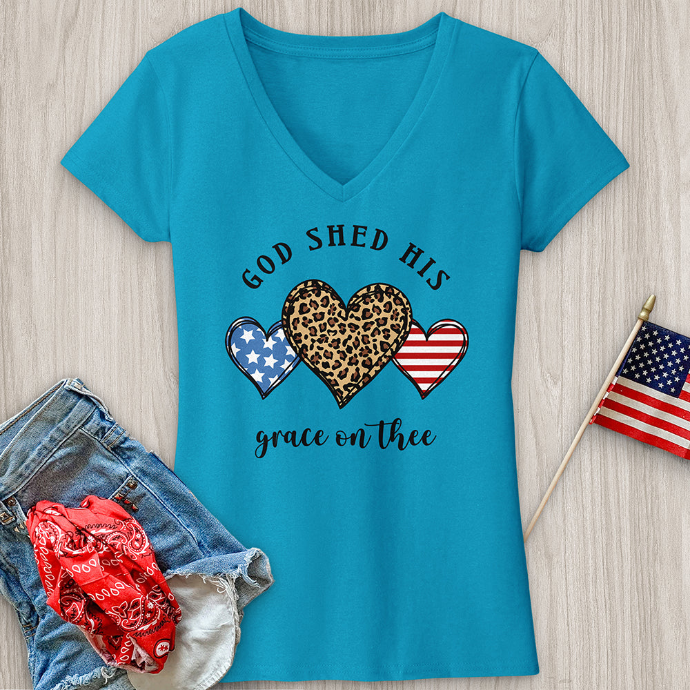 American Flag Heart V-Neck Tee