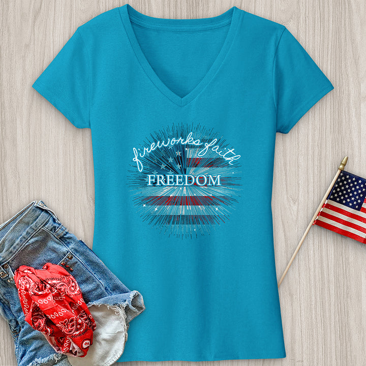 Fireworks Faith & Freedom V1 V-Neck Tee