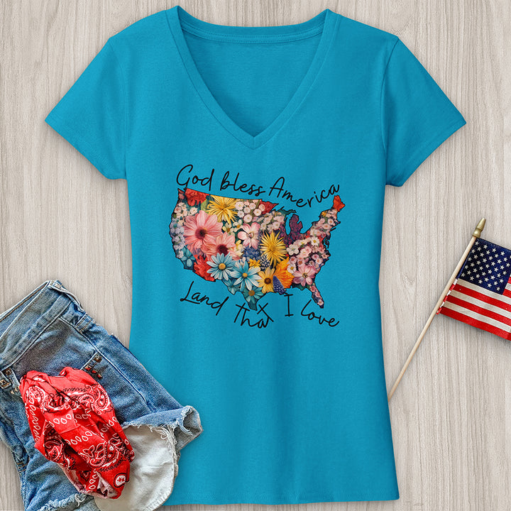 Land That I Love Flower V-Neck Tee